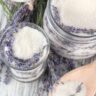 glass container with lavender sugar
