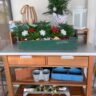 winter themed potting bench