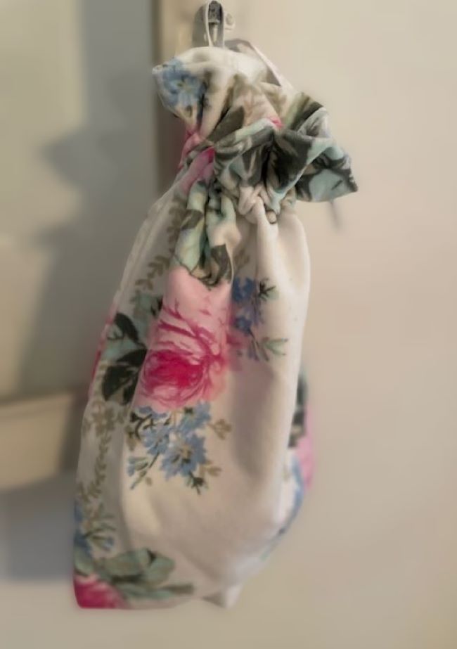 flannel drawstring back in a floral pattern