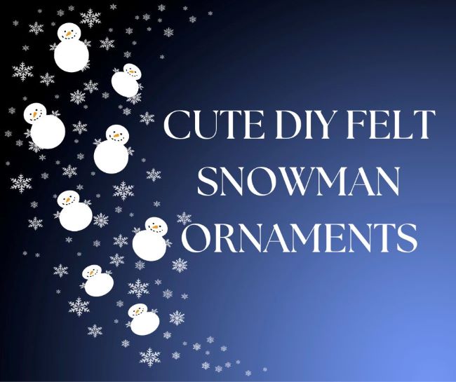 felt snowman with snowflakes on a dark blue background