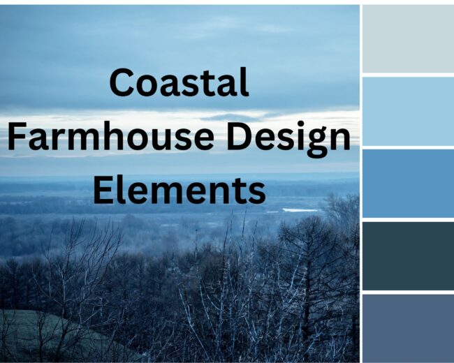 mood board with a coastal farmhouse color palette