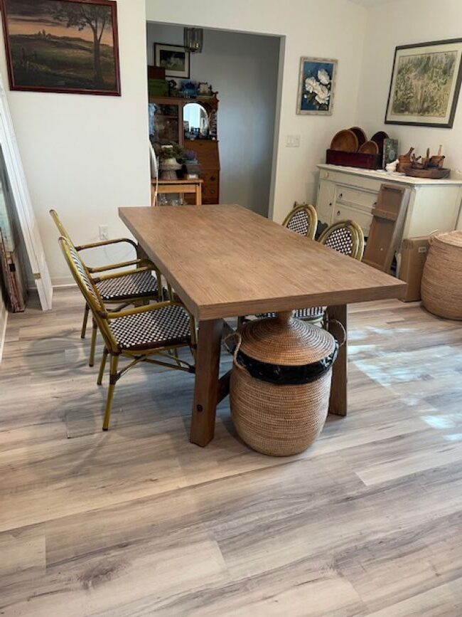 wood dining room table from Pottery Barn