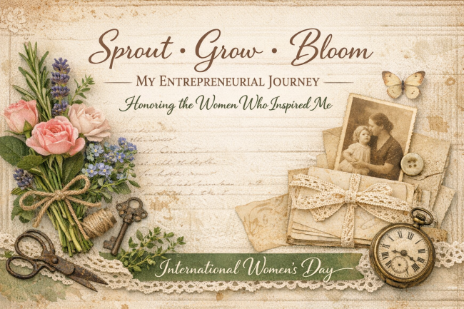 vintage inspired flat lay for International women's day