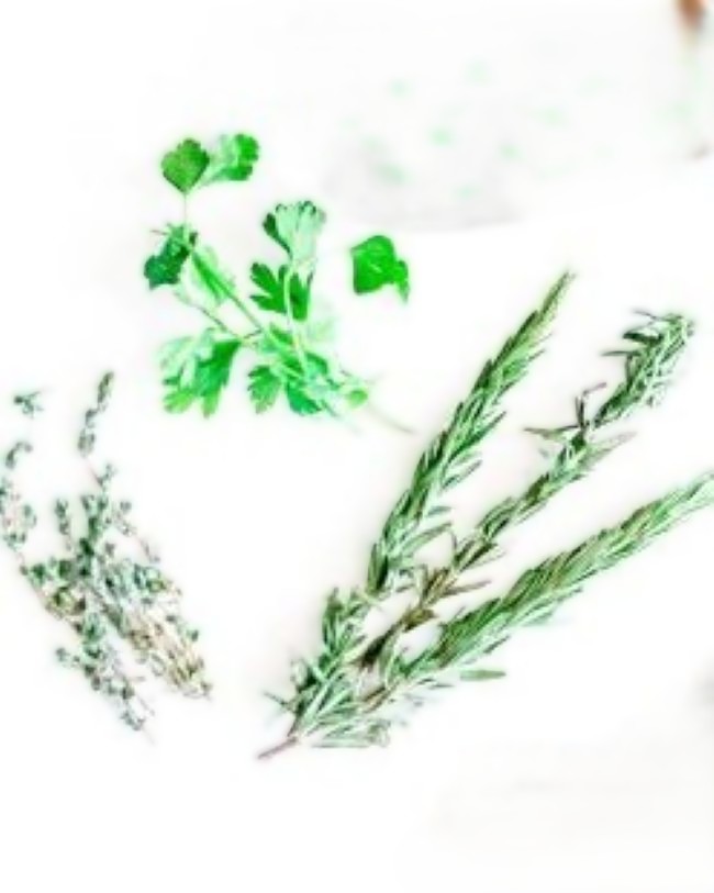 springs of thyme, lavender, parsley